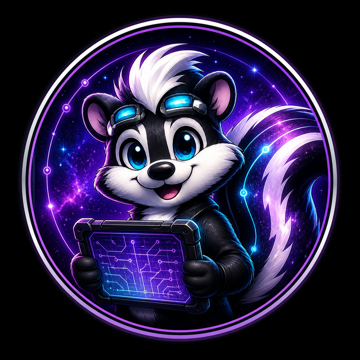 Danky holding the CyberTab device emblem